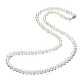 Treasure Bay Elegant AA Grade 7mm Natural White Freshwater Pearl Necklace For Women, Ladies and Girls Presented in A beautiful Jewellery Gift Box (21)