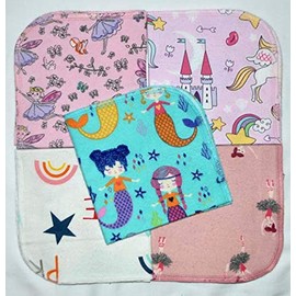 All Things Girl 1 Ply 12x12 Inches Set of 5 Printed Flannel Paperless Towels - Proudly Made in the USA!