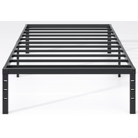 NEW JETO Metal Bed Frame,Twin Size Bed Frame with Storage Space,Heavy Duty Sturdy Mattress Foundation,Easy Assembly,No Box Spring Needed, Black,18 Inch,Twin
