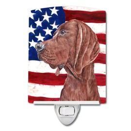 Caroline's Treasures SC9635CNL Redbone Coonhound with American Flag USA Ceramic Night Light Compact, UL-Certified, Ideal for Bedroom, Bathroom, Nursery, Hallway, Kitchen, 6x4x3, Multicolor