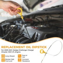 Oil Dipstick 5.7 for 2009-2021 Dodge Challenger Charger Chrysler 300 5.7L Hemi Engine Oil Level Dipstick Fluid Indicator Oil Stick Replaces 04792872AE 04792872AF
