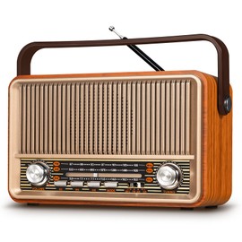 PRUNUS PRUNUS J-120 Radio Portable AM FM, Transistor Radio Plug in Wall or Rechargeable Battery Powered Radios for Home Outdoor Emergency Use,Retro Vintage Bluetooth Speaker with AUX TF USB Playing