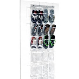 AMOS Over the Door Shoe Organiser - 24 Pair Space Saving Holder, Hanging Shoe Rack w/Durable Mesh & PVC Pockets | Door Boot & Shoe Organiser