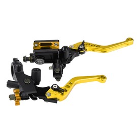1 Pair Motorcycle Brake and Clutch Levers Universal Brake Clutch Master Cylinder Reservoir Levers 7/8"(22mm) (Gold)