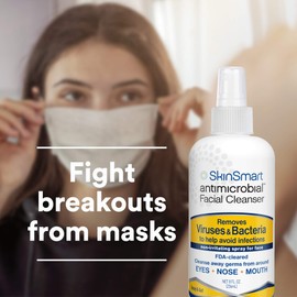 SkinSmart Antimicrobial Facial Cleanser Spray to Remove Viruses and Bacteria Around Eyes, Nose and Mouth, Fight Maskne, 8 oz Spray Non-Irritating Hypochlorous Acid