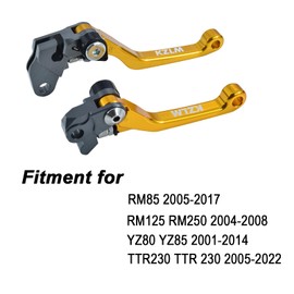 KZLM Motorcycle Foldable Clutch Brake Lever CNC Aluminum Pivot Handle for RM85 RM 85 2005-2017 RM125 RM250 RM 125 250 2004-2008 Pit Dirt Bike (Gold)
