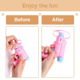 Wagably Colorful Flying Propellers Cat Fetch Toy Set - 17-Piece Interactive Pet Toy for Training, Exercise, and Chasing - Ideal for Indoor and Outdoor Play - Cat Fetch Toy Launcher (Pink)