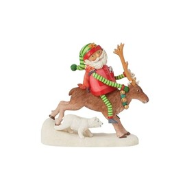 Enesco Santa's Wild Ride Figurine - Santa Claus - Collectible Figurine - Red