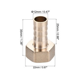 2Pcs 12mm Brass Hose Connector Set – G1/2 Female Pipe Adapter with Barbed End & Hose Clamp, Heavy-Duty Brass Fittings for Air, Water, Fuel, Gas – Leakproof & Corrosion Resistant