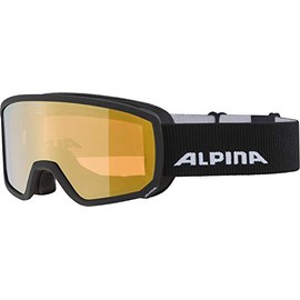 ALPINA Scarabeo S Q-LITE Mirrored Contrast Enhancing OTG Ski Goggles with 100% UV Protection for Adults, Black, One Size