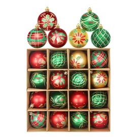 MONIBAQ Christmas Ball Ornaments for Christmas Tree Decorations, 16ct 2.36 inch Shatterproof Green Red Gold Plastic Christmas Ornaments Bulk Xmas Decor, Hanging Christmas Balls Baubles (Green White)