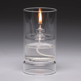 Firefly Fuels Refillable Glass Candle - Ethereal Reusable Oil Candle - 4.5” Hurricane Lantern for Restaurant Ambience, Indoor Lighting and Outdoor Events. Use with Liquid Paraffin or Lamp Oil
