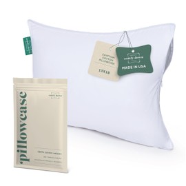 ComfyDown Pillowcase for Toddler & Travel Pillows Breathable, 100% Cotton, 400-Thread Count, Zipper Closure - Made in USA - 13"x18"