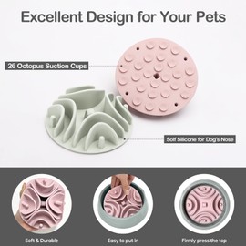 2 Pcs Slow Feeder Insert for Dog Bowl, Anti-Choking Silicone with Strong Suction Cups, Fits Most Dog Bowls, Ideal for Large Breeds (Green+White)