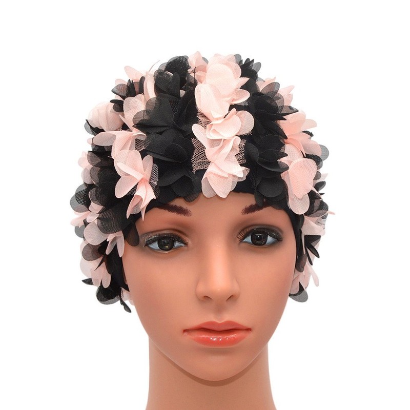 Medifier Lace Vintage Swim Cap Floral Petal Retro Style Bathing