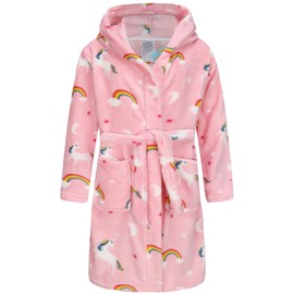 SWMSTUPF Kids Robe Boys Hooded Fleece Sleep Robe Cotton Towel Animal Soft Bathrobe (CA/US, Age, 7 Years, 8 Years, Pink Horse)