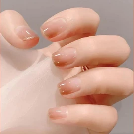 YOGOTI Nail Tips, 24 Pieces, Short Gel Nail Stickers, Nail Sticks, False Nails, Spring & Summer Nails, Autumn & Winter Nails, Round Tip, Popular, Japanese Style, Cute, Glitter, Oval, Short, 3D Nail