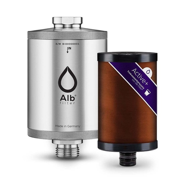 Alb Filter® Active Plus+ Water Filter Against Limescale, Bacteria, and Other Pollutants | Undersink | Made in Germany Stainless Steel Natural