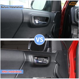 Aunginsy Car Inner Door Handle Panel Frame Trim Compatible with Toyota Tacoma 2016-2023 Pickup Truck Front Rear Side Door Handle Panel Look Decorative Cover Protective Sticker ABS Interior Accessories
