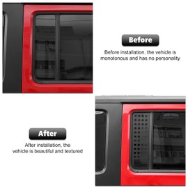 Aluminum Alloy Car Rear Door Window Decals Glass Cover Trim Panel Decoration Exterior Accessories for Jeep Wrangler JKU 4 Doors 2007-2018,US Flag