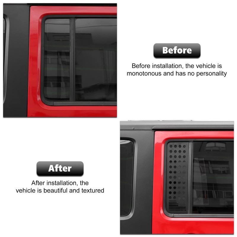 Aluminum Alloy Car Rear Door Window Decals Glass Cover Trim