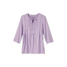 Silverts Women's Open Back Neck Tie Top - Adaptive Clothes for Elderly Seniors - Wheelchair Surgery Recovery Shirt - Bedridden Patient Comfort Post Surgical Clothing - Lavender LGE
