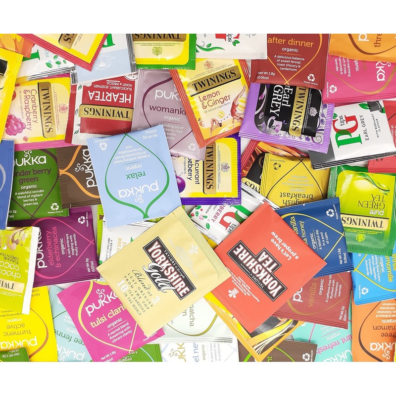 Assorted Individually Wrapped Enveloped Tea Bags Unique Mix Hamper Set