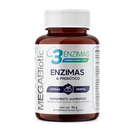 MegaBiotic Enzimas Digestivas Papaína, Bromelin|60 cápsulas|600mg p/porción
