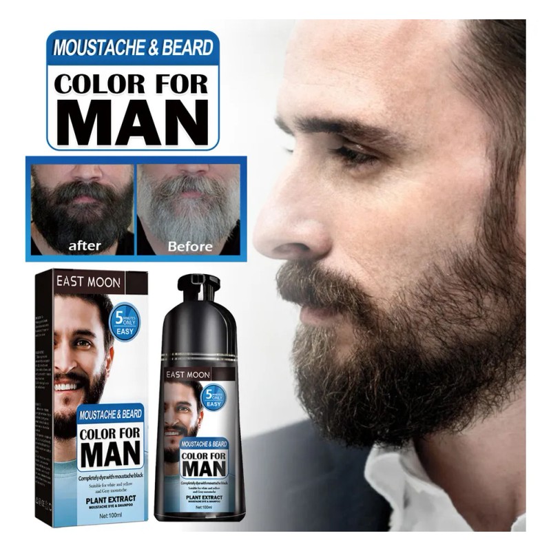 3 X Champú For Teñir Permanentemente La Barba, Color Negro