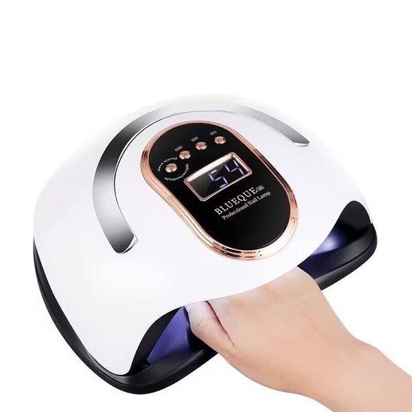 zalati Nail Lamp 168W LED UV Light with 4 Timers Portable Handle Quick Drying for Nail Art Care Tool 168W White