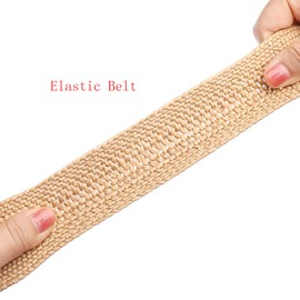 Womens Braided Vintage Wide Elastic Stretch Waist Belt Retro Cinch Belt Braided Belt for Women Lady apricot (35in)