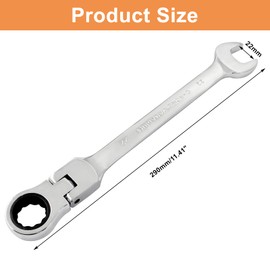 Piutouyar 22mm Flex-Head Ratcheting Wrench, Professional Metric Ratchet Wrench Combination Wrench Box Ended Spanner Tool for Projects Repair(5° Movement and 72 Teeth 12 Point, CR-V)