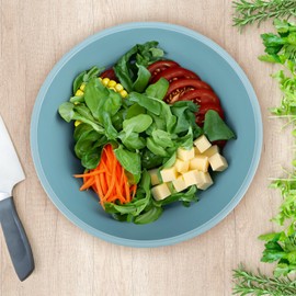 COM-FOUR® 5-Piece Mixing Bowl Set - Baking Bowls Made of Sturdy Plastic, BPA Free - Mixing pots in 5 Sizes - Dishwasher-Safe Fruit Bowl, Salad Bowl, Serving Bowl (Beige/Blue/Grey)