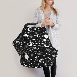 Moon Star Baby Stuff Car Seat Cover for Baby Carseat Covers for Girl Boy Stretchy Soft Breathable Breastfeeding Infant Car Seat Canopy Carrier Cover
