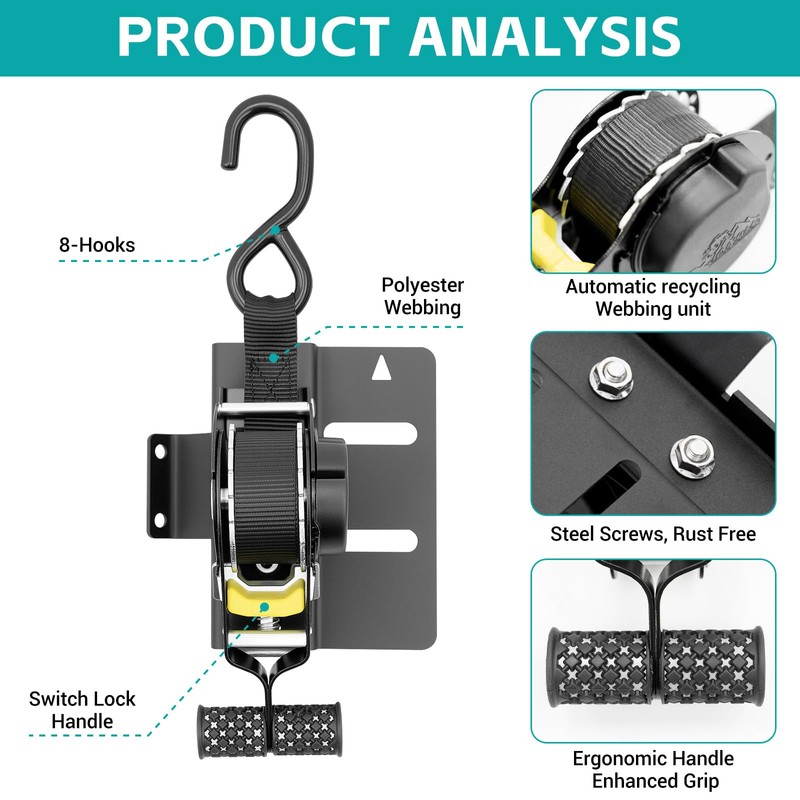 OUSUWO 2PCS Ultimate Retractable Ratchet Straps Compatible with 2019-2025 Chevy