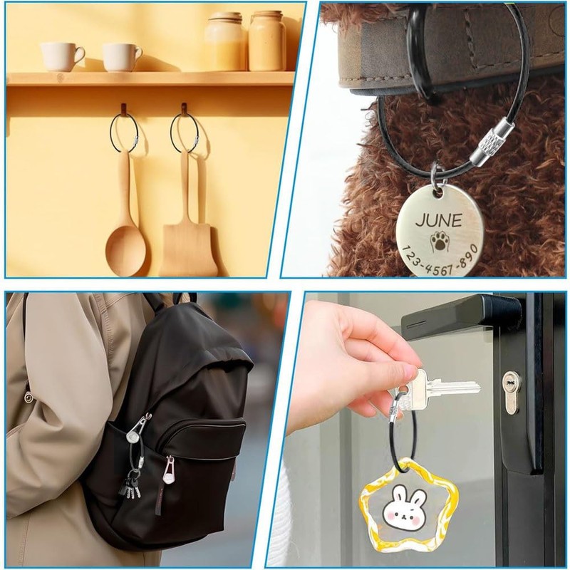 Samcos Wire Keychain, Stainless Steel, Ring Keychain, Screw-type, Wire Keyring,