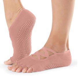 Alienjoy Women's Yoga Socks with Straps Non-Slip Grips Toeless Non-Slip Socks for Pilates Barre Ballet Workout Dance, lightpink, One Size