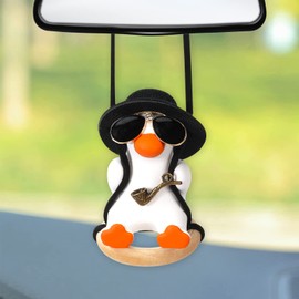 Pwsap S?e Schaukel Ente Dekor mit Hut Tabakpfeife, Auto Anh?nger Swinging Duck Car Accessories, Auto Rckspiegel Innen Dekoration Fliegende Ente H?nge Ornament Spiegel Charms Zubeh?r Lustige Geschenke