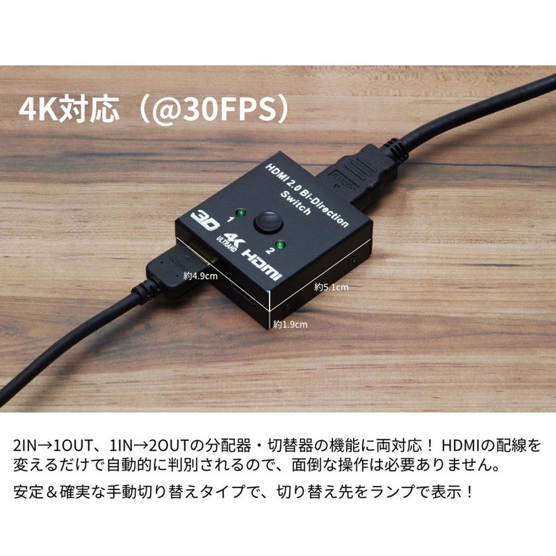 Goods Land 2-Way HDMI Bi-Directional Selector Splitter Switcher 4K Compatible