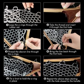 Riverruns Rubber Net Replacement Fishing Net Bag Fly Fishing Foldable Fish Landing Net for Freshwater Saltwater Without Handle 6 Sizes (Black, Circumference: 39" Diameter: 14" Net Depth: 10")