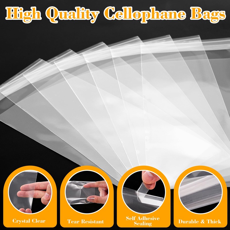 Miraclekoo 100 Pcs Popsicle Bags, Clear Self Sealing Cellophane bag