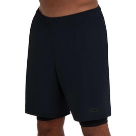 TCA Men's Ultra Running Shorts, 2-in-1 with Inner Compression Shorts and Zip Pocket - charcoal, size: s