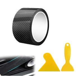 Car Film 10 cm x 6 m Carbon Film Door Sill Protection Carbon Film Car Film Paint Protection Film for Car Waterproof Scratch-Resistant Paint Protection Film Car for Most Cars (with 2 Small Scrapers)