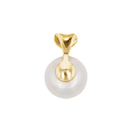 Amor Motif Pendant Gold 375/9ct Women's Pendant with Freshwater Cultured Pearl 1.2 cm White Heart Comes in Jewellery Gift Box 2039187, Gold 375/9ct