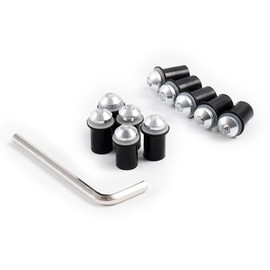 10PCS Motorcycle Windshield Bolts Screws Kit Aluminum Windscreen Body Mounting Bolts Wellnuts for Kawasaki Ninja ZX6R 636 1994 95 96 97 98 99 2000 2001 2002 2003 2004 2005 2006 2007 2008 Silver