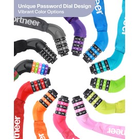 Sportneer Bike Lock - High Security Bicycle Chain Lock 5-Digit Resettable Combination Anti-Theft Bicycle Lock Bike Accessories for Bicycle, Motorcycle, Scooter, Door