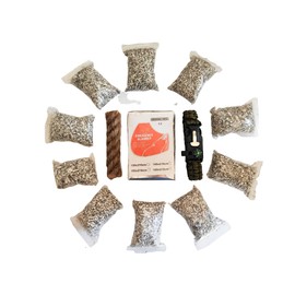 EGREEN Emergency Magnesium Fire Starter 10 Bags Waterproof Ferro Striker for Camping Hiking Bushcraft Outdoor Survival (10 Bags Mg + Matche + Wax Rope), Portable