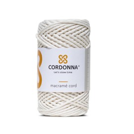 3mm Macrame Cord Cotton - 100m Twisted Macrame Twine for Crafts with 40 Threads | Colored Cotton Rope String for Crafts, Wall Hanging and Plant Hangers | Macrame Supplies | Cordonna | Ecru