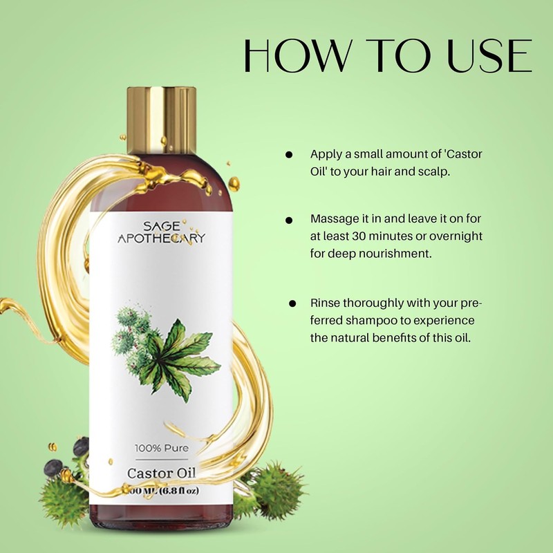 Generic Castor Oil for Improving Skin, Hair and Nails Health