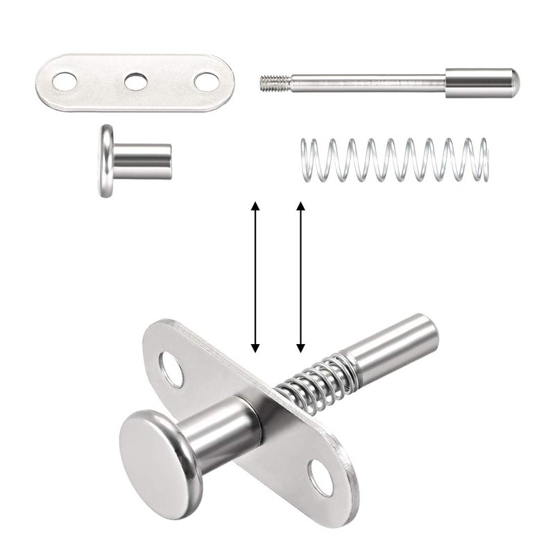 sourcing map Plunger Latches Spring-Loaded Stainless Steel 6mm Dia Head